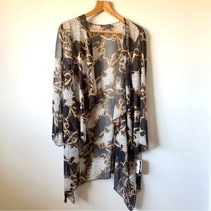 Black and Gold Chain Pattern Beach Cover Up Sz M-L